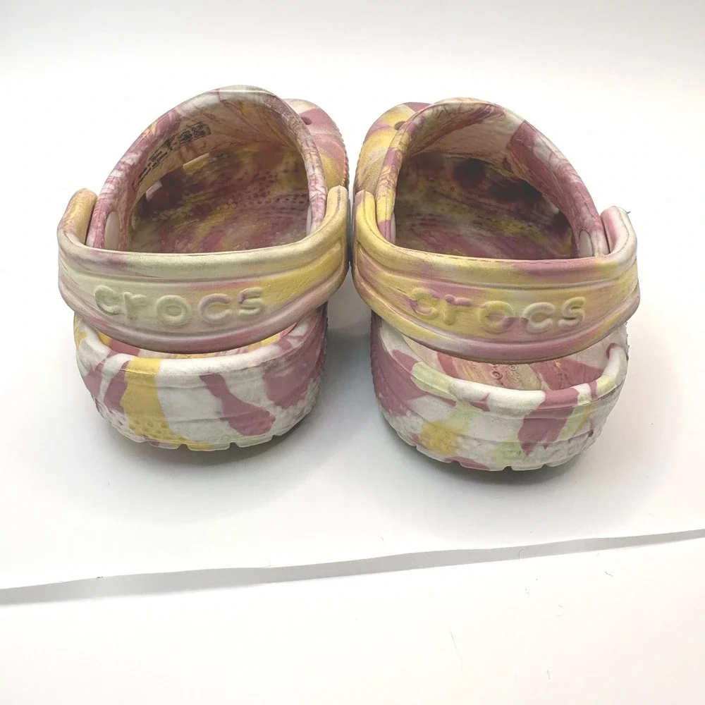 Crocs Classic Marbled Clog Toddler Pink Yellow Swirl Shoes C5